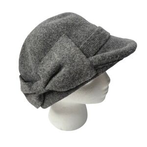 Siggi Womens Gray Wool Blend Fedora Bow Accent Hat‎ Size 57cm